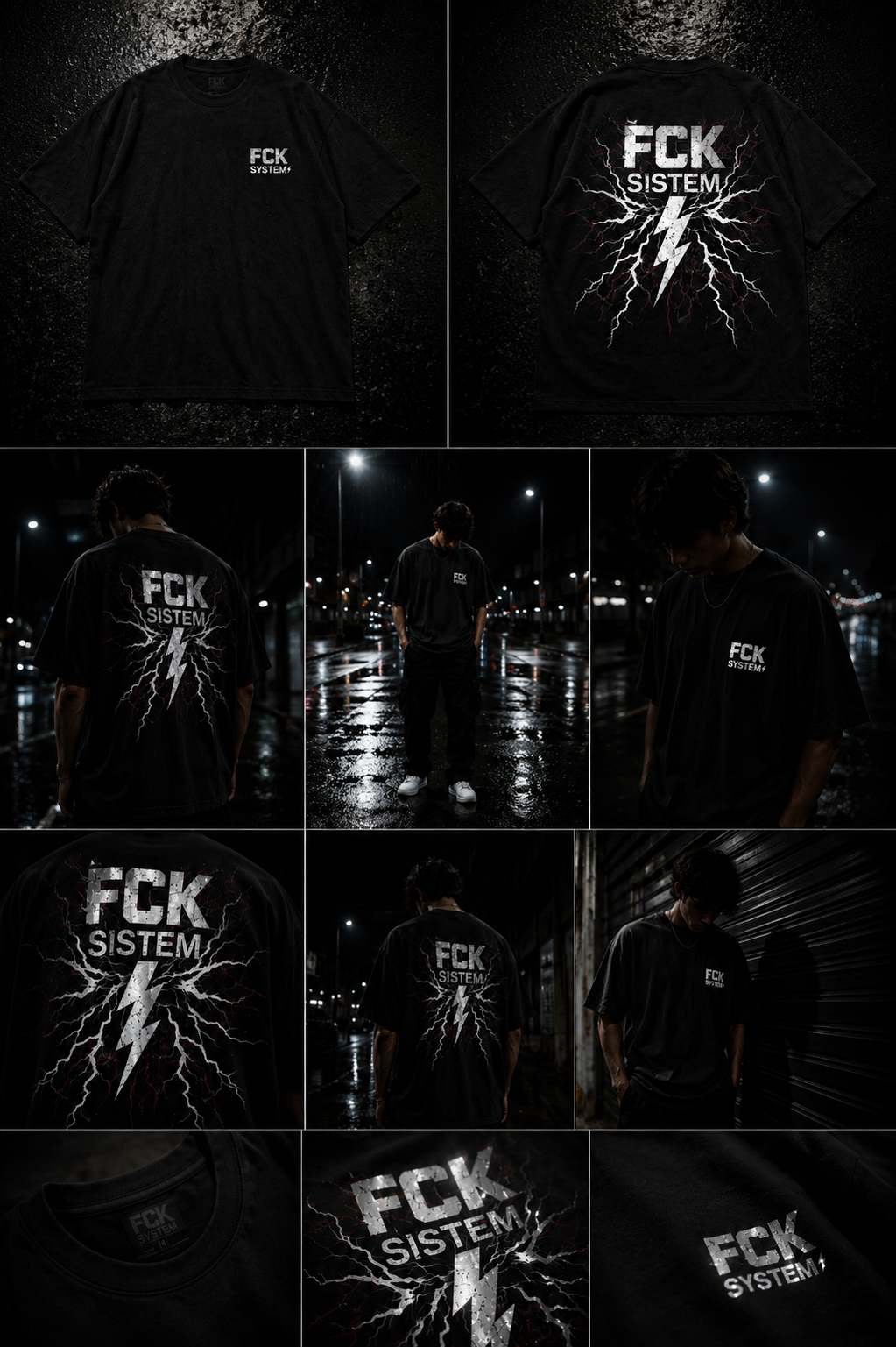 FCK SYSTEM Lightning Oversized Tee