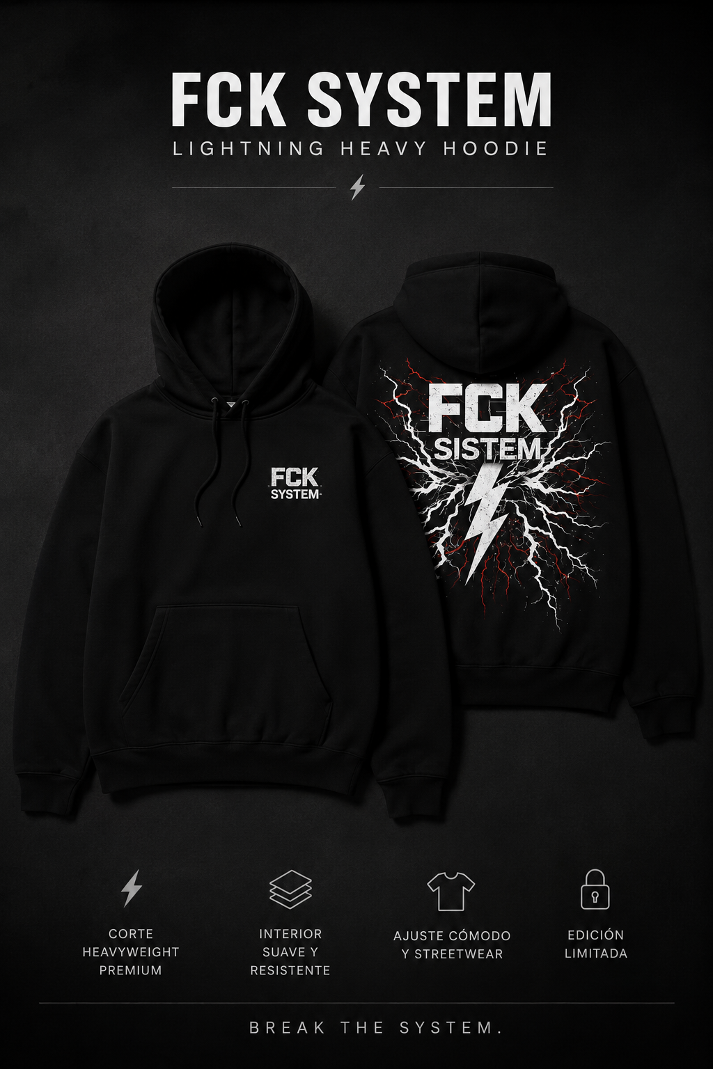 FCK SYSTEM Lightning Heavy Hoodie