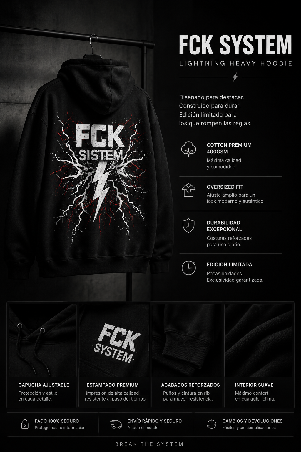 FCK SYSTEM Lightning Heavy Hoodie